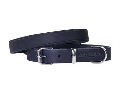 navy soft country leather dog collar