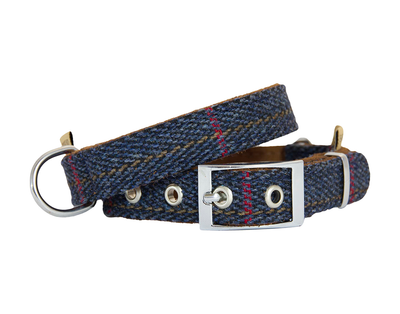 Tweed navy dog collar
