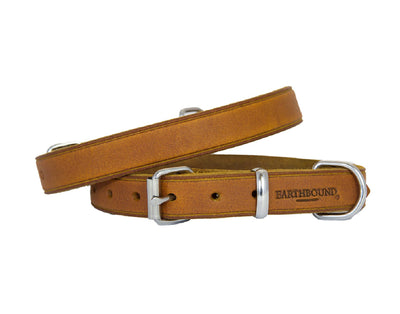 Tan soft country leather dog collar