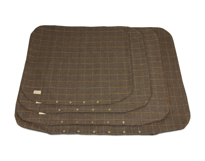 Flat cushion dog bed brown tweed spare cover