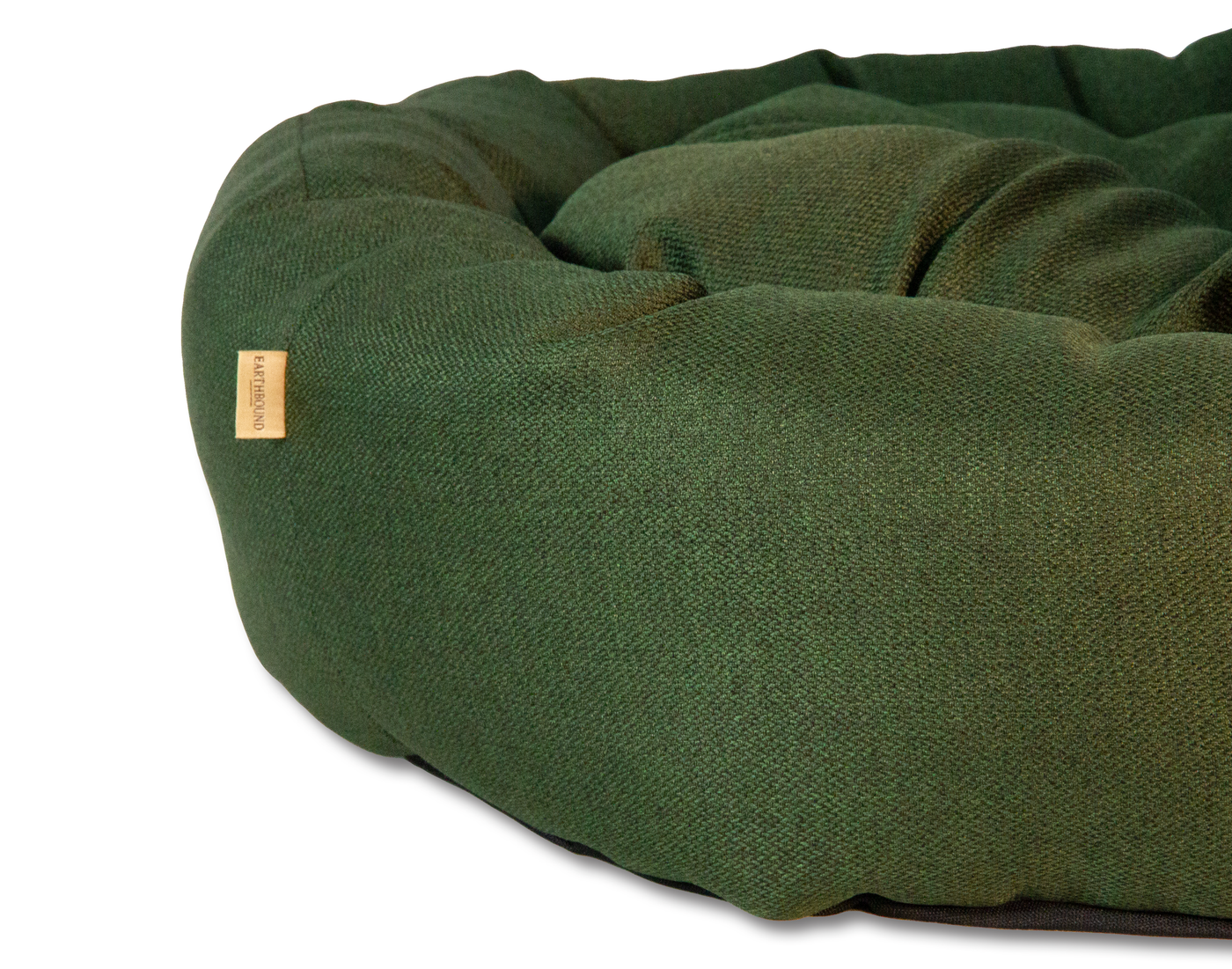 Close up of green donut morland dog bed