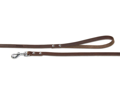 close up of brown soft country leather dog lead