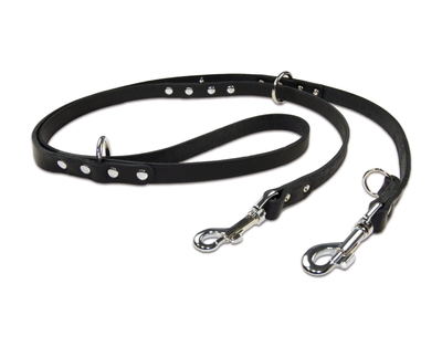 Black soft country leather training dog lead