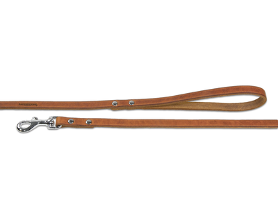 close up of soft country leather tan dog lead