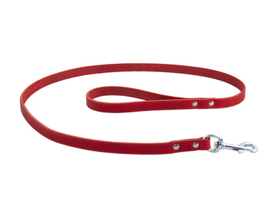 red soft country leather dog lead