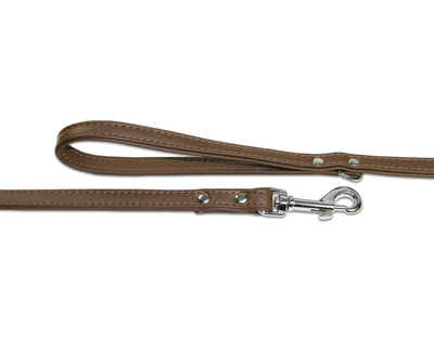 Close up of brown double leather dog lead