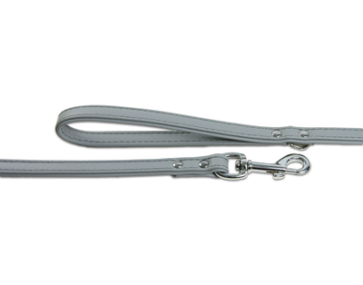Close up of grey double leather dog lead