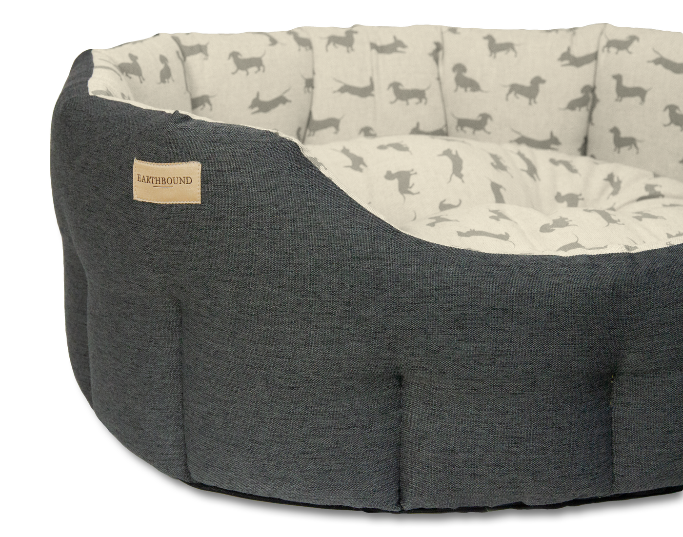 Classic Brushed Dachshund Bed Grey