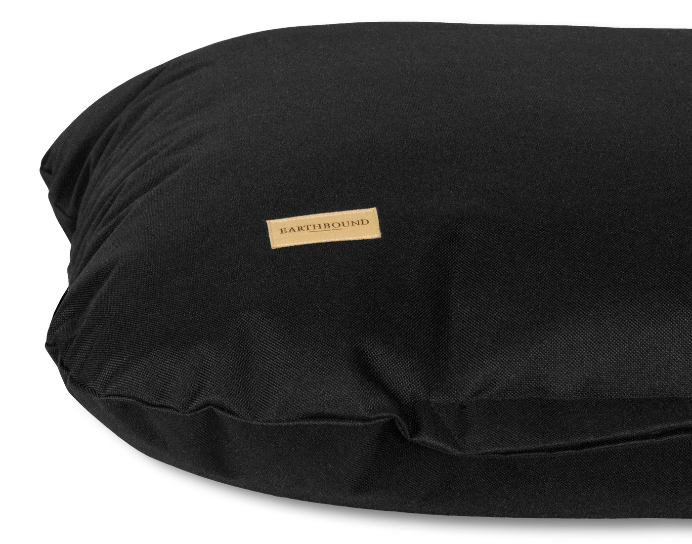 Close up of a black waterproof flat dog cushion