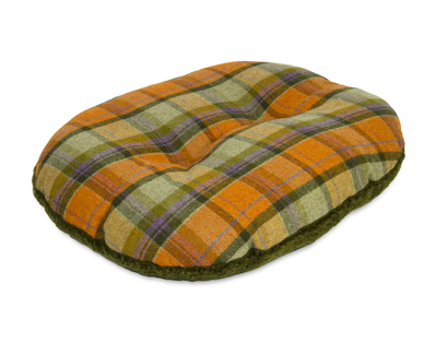 replaceable tweed dog bed inner cushion in orange check