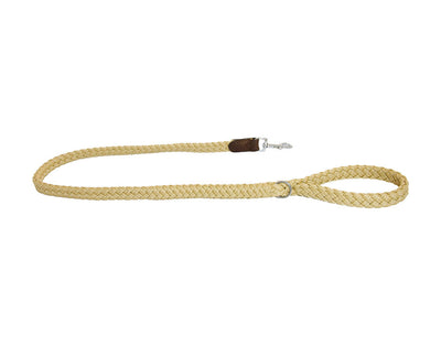 beige braided nylon leather dog lead