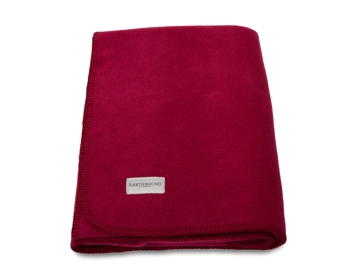 Stitched Fleece Blanket Burgundy