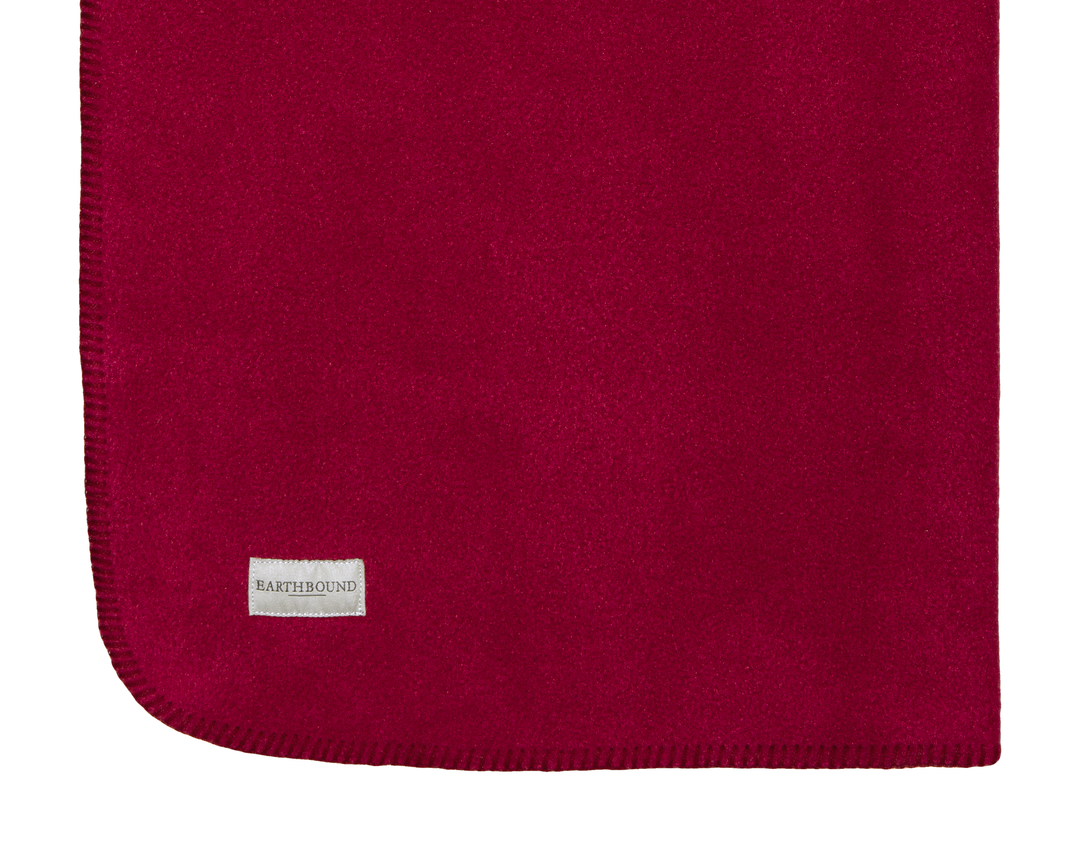 Stitched Fleece Blanket Burgundy