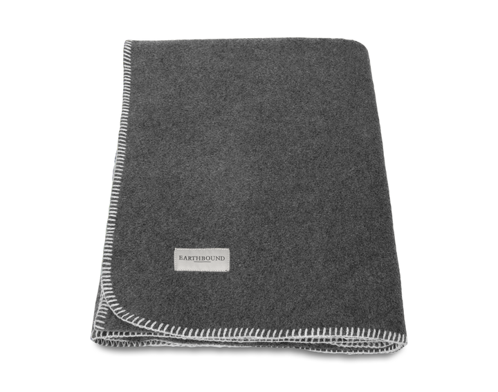 Stitched Fleece Blanket Charcoal