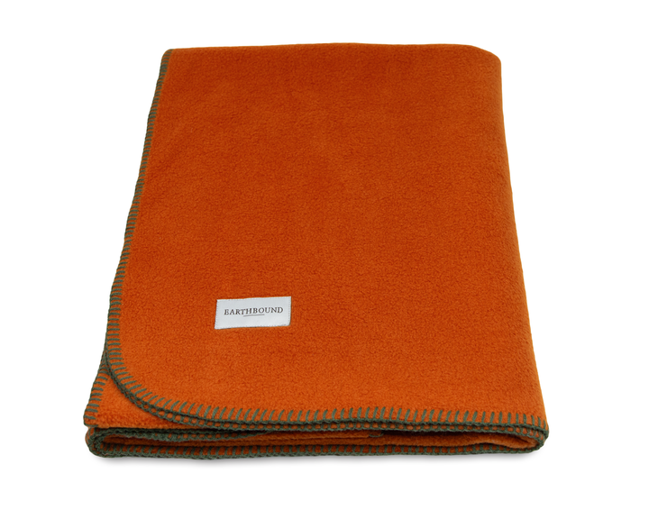 Stitched Fleece Blanket Burnt Orange