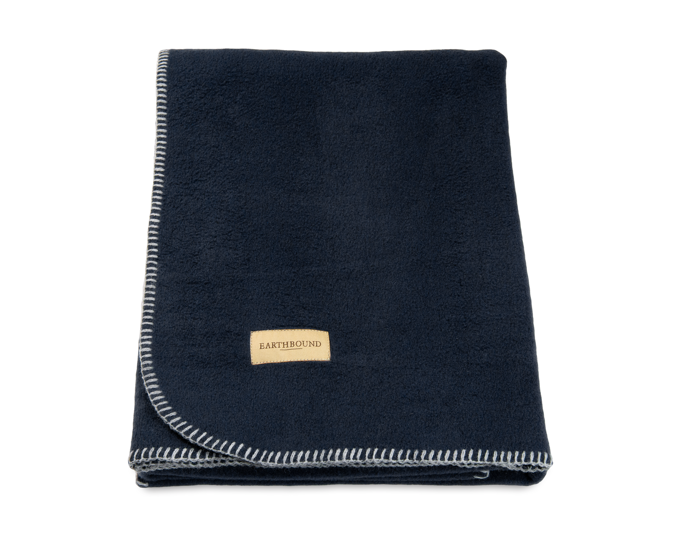 Stitched Fleece Blanket Dark Navy