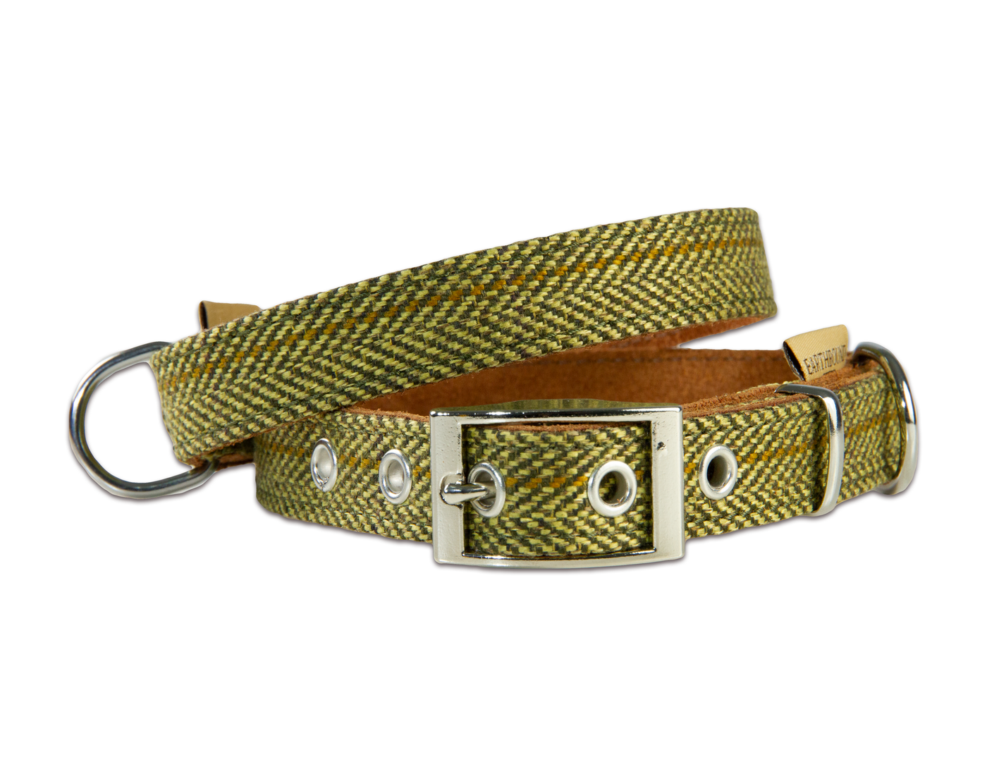 green tweed dog collar