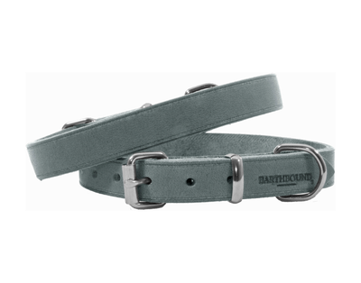 Grey soft country leather dog collar