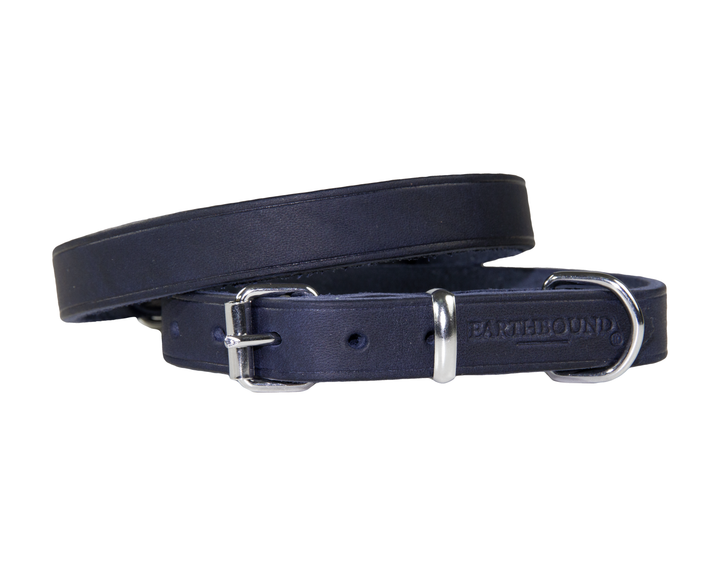 navy soft country leather dog collar