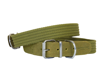 Green cotton dog collar