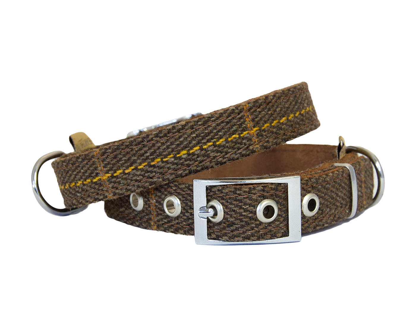 Tweed brown dog collar