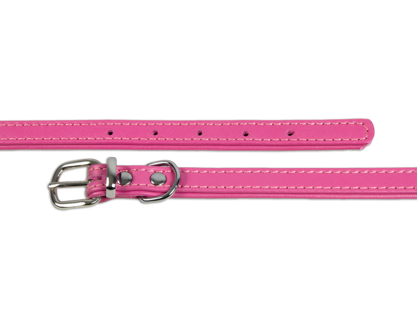 Close up of pink double leather dog collar