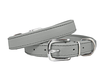Grey double leather dog collar
