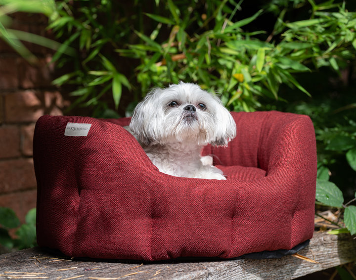 Round Weaved Bed Red