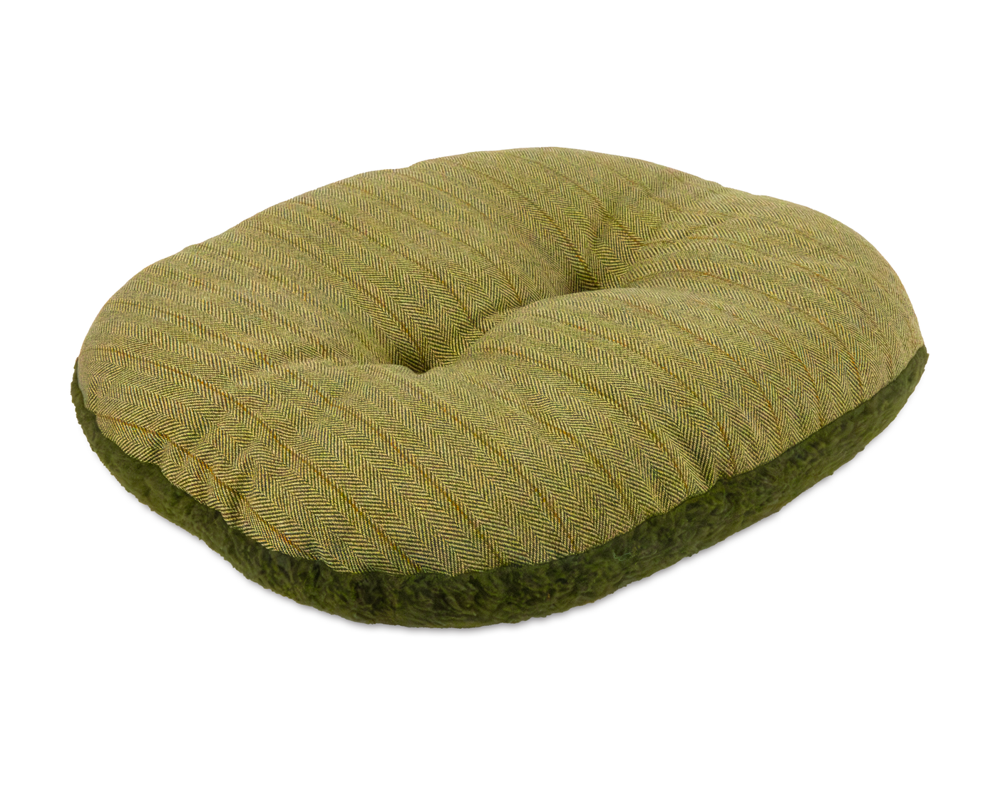 Round Modern Tweed Bed Spare Green