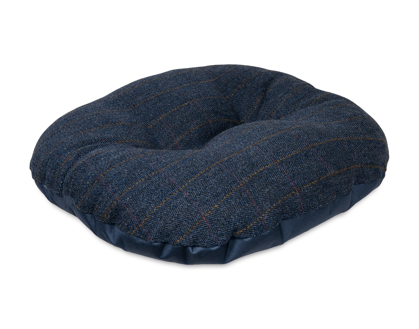 Round Traditional Tweed & Waterproof Bed Spare Midnight Blue