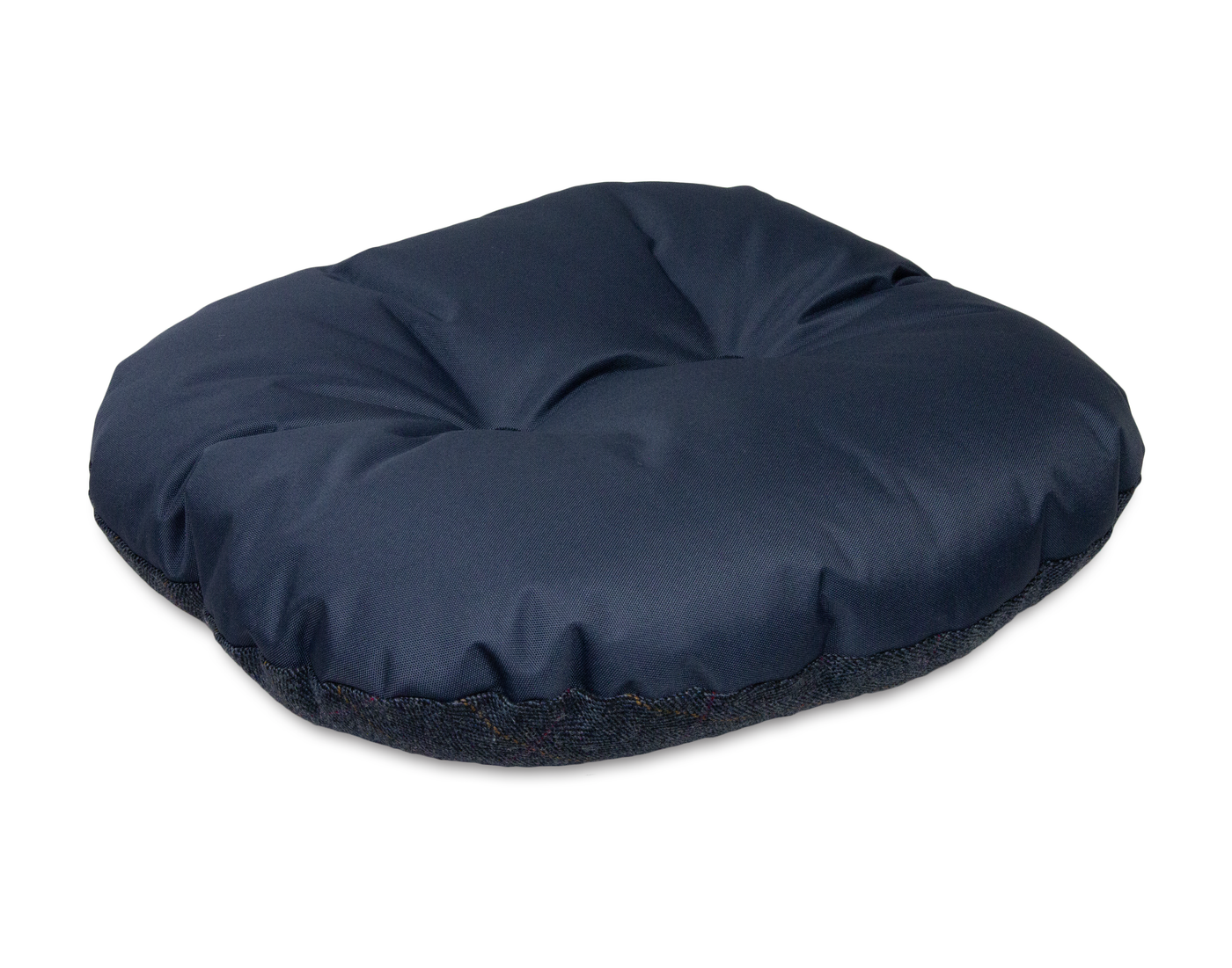 Round Traditional Tweed & Waterproof Bed Spare Midnight Blue