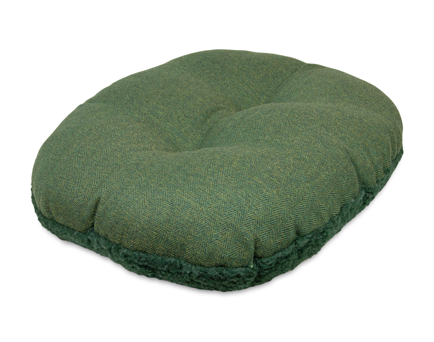 Round Modern Tweed Sherpa Bed Pine Green Spare