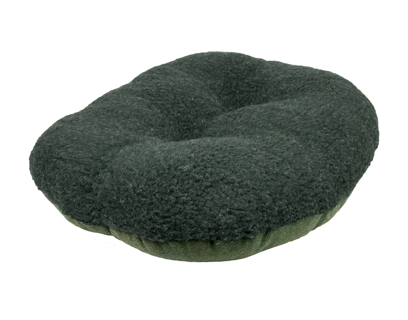 Round Modern Tweed Sherpa Bed Pine Green Spare