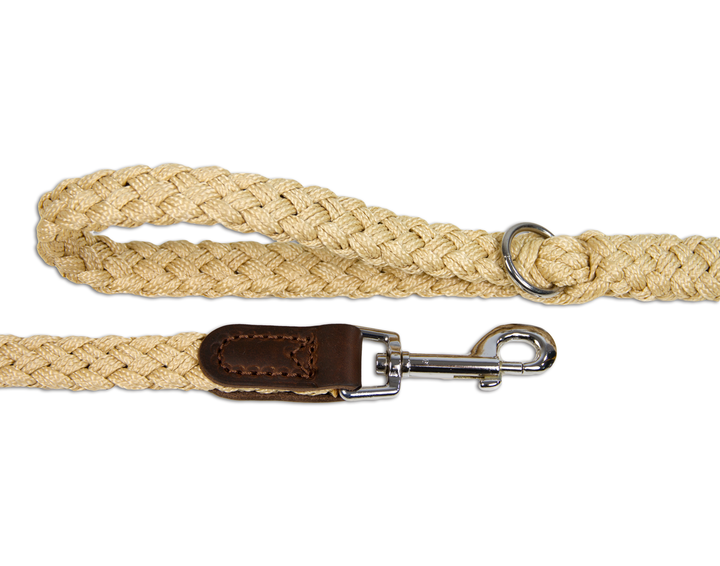 Braided Nylon Leather Lead Beige