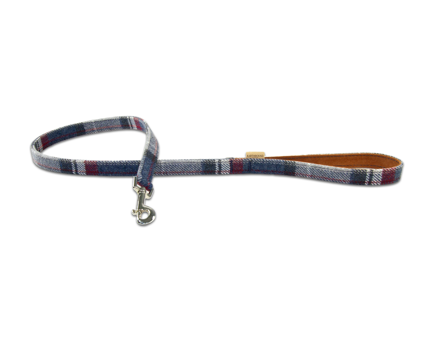 Grey check tweed dog lead