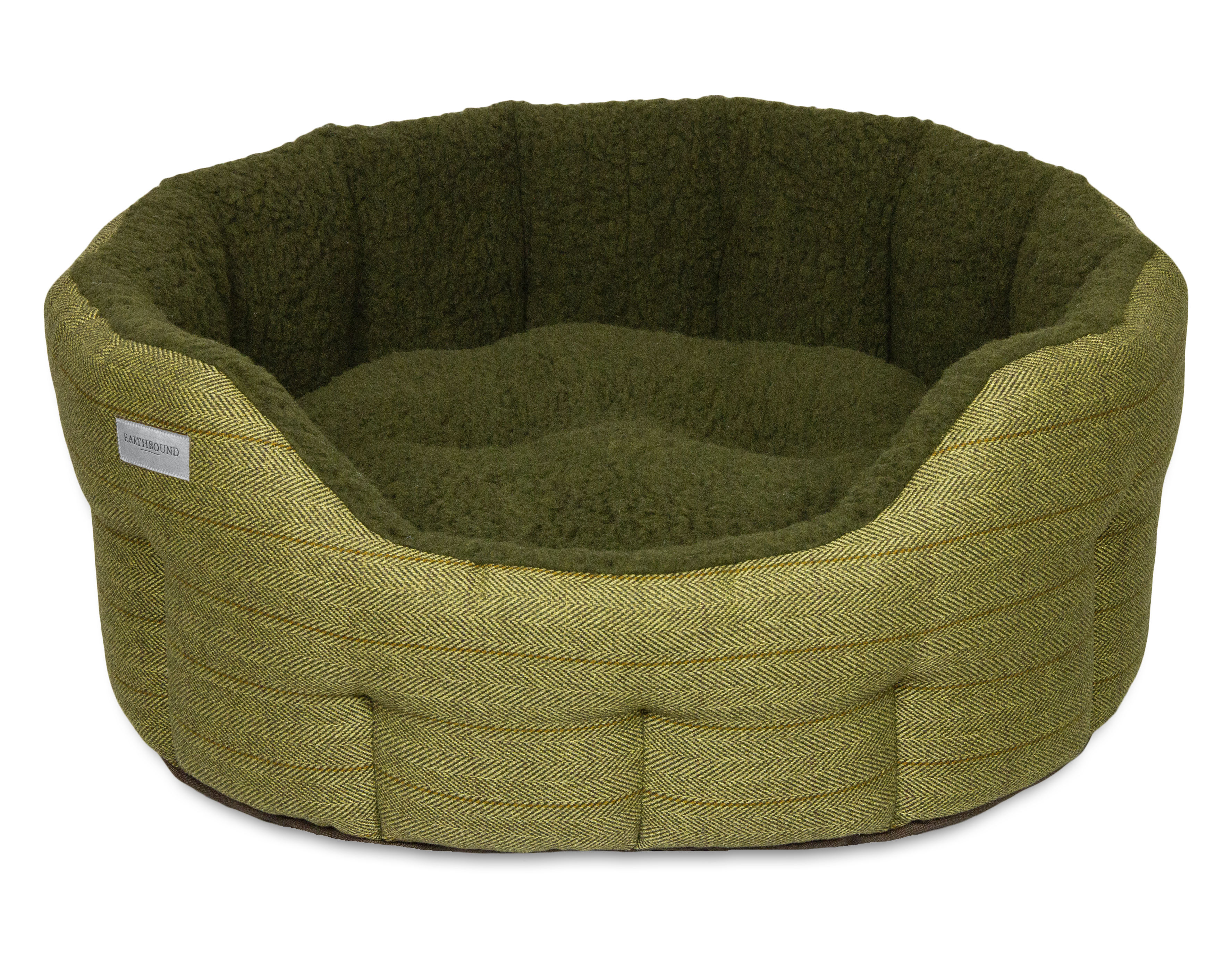 Round Modern Tweed Bed Green