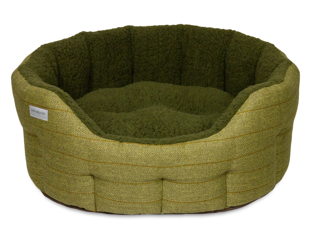 Round Modern Tweed Bed Green