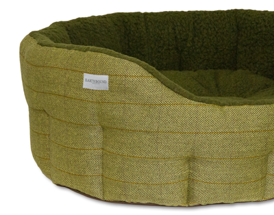 Round Modern Tweed Bed Green