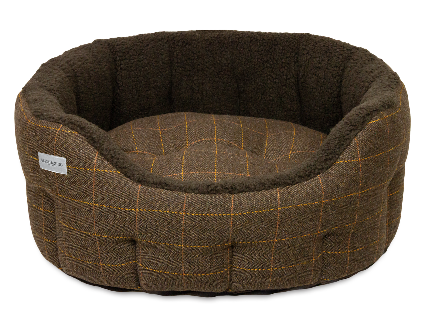 Round Traditional Tweed Bed Brown