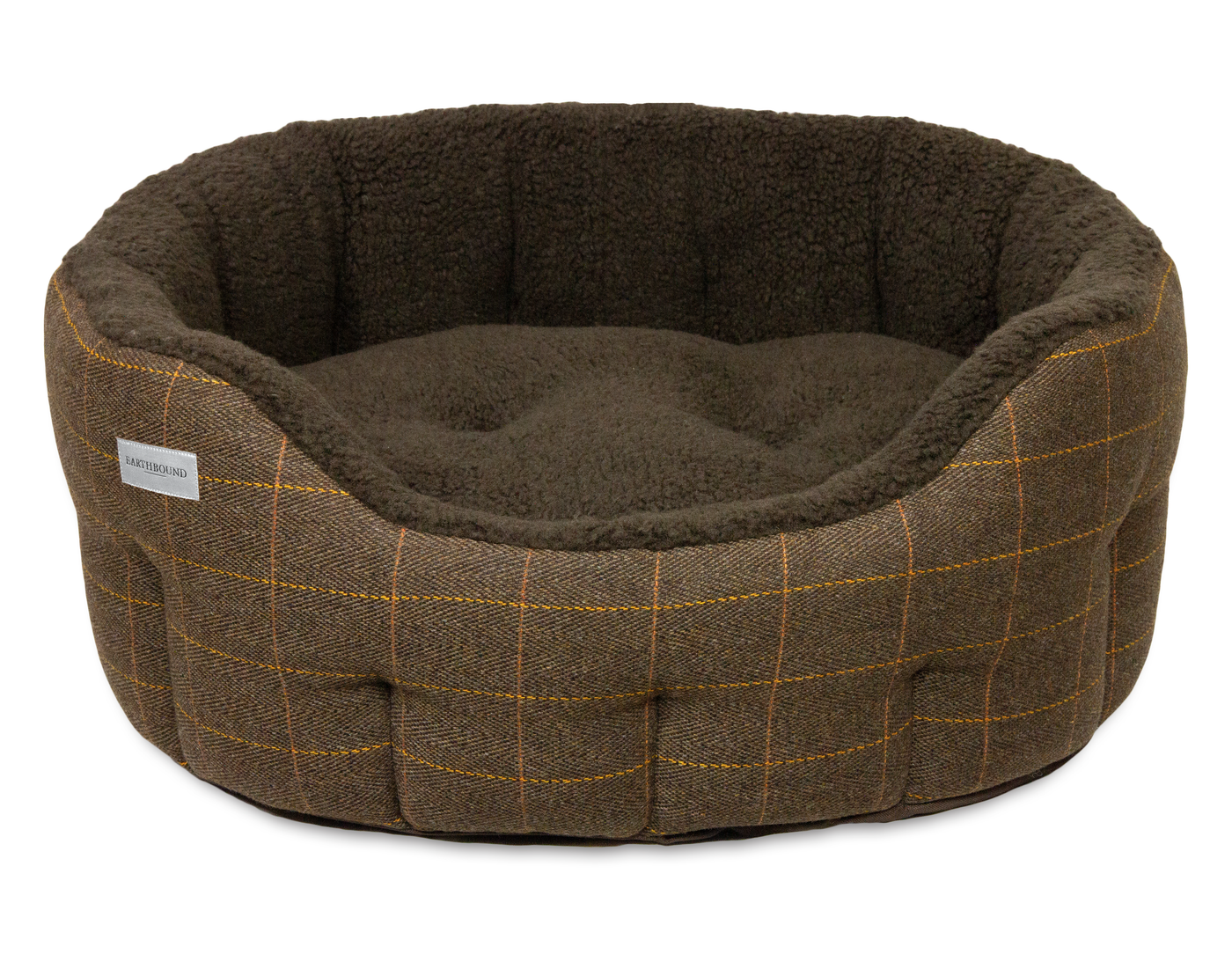 Round Traditional Tweed Bed Brown