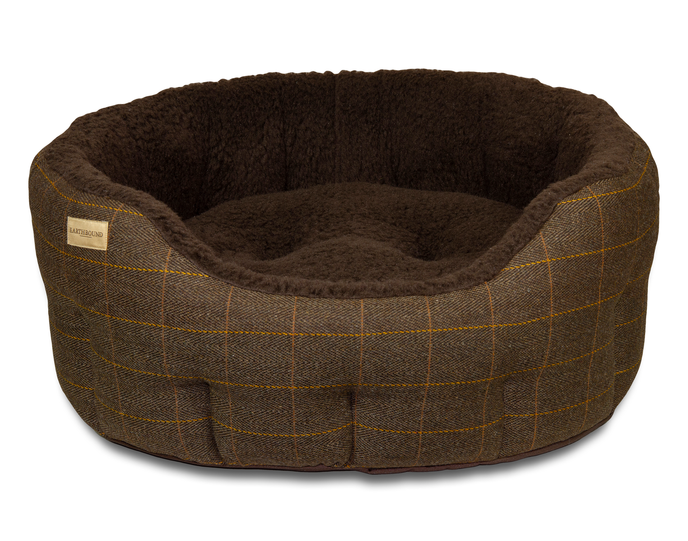 Traditional Tweed Dog Bed Brown Earthbound UK