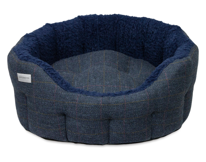 Round Traditional Tweed Bed Navy