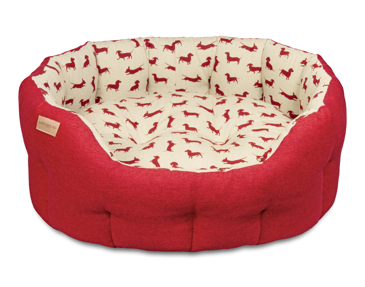Round Brushed Dachshund Bed Red