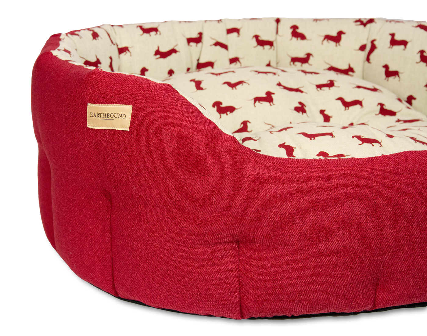 Round Brushed Dachshund Bed Red