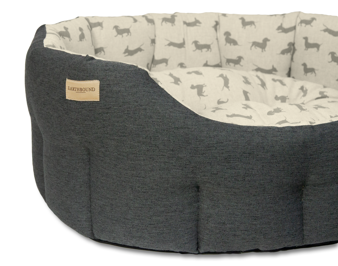 Round Brushed Dachshund Bed Grey