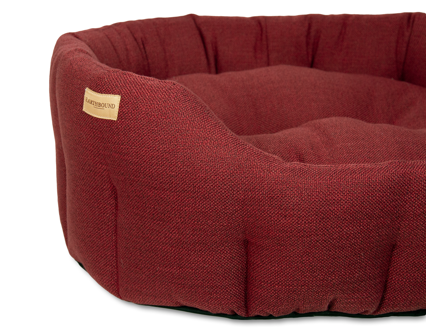 Close up of weaved red classic dog bed