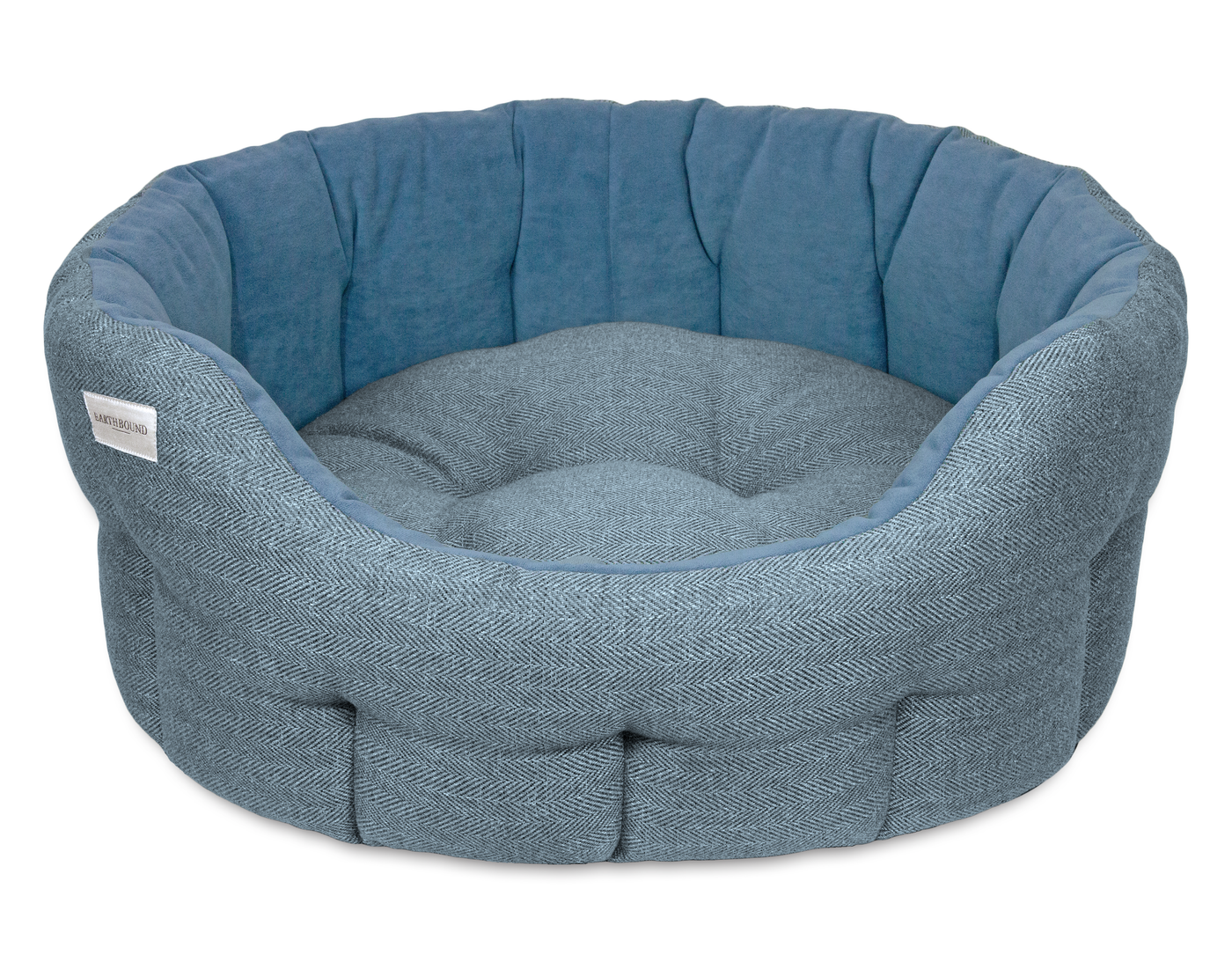 Round Modern Tweed Bed Thistle Blue
