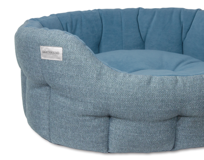Round Modern Tweed Bed Thistle Blue