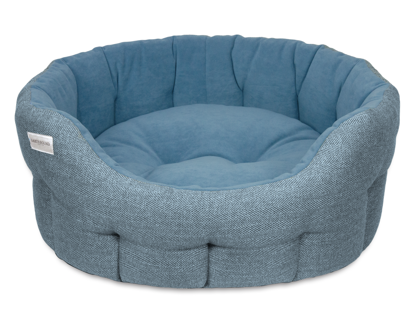 Round Modern Tweed Bed Thistle Blue