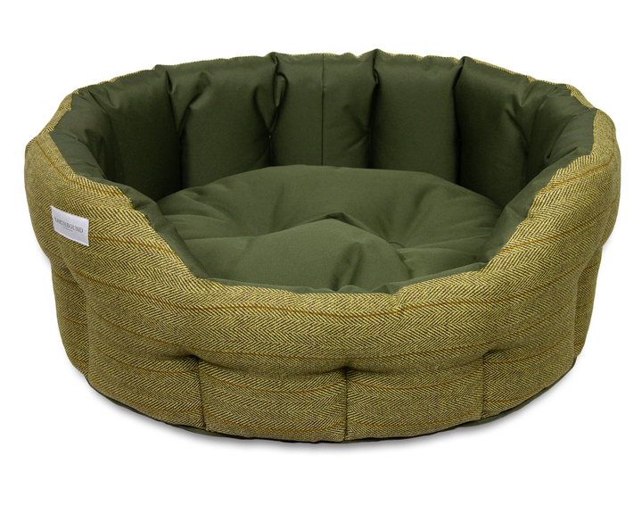 Round Modern Tweed & Waterproof Bed Forest Green